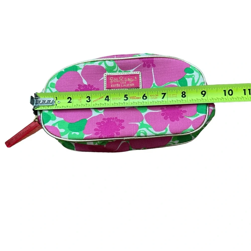 Lilly Pulitzer Estee Lauder Cosmetic Bag Floral Print‎ Pink And Green Makeup Bag
